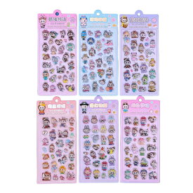 LABUBU風 3Dぷっくり キャラクター シールセット 可愛い デコステッカー ごほうびシール 手帳 ノート スマホケース 水筒 装飾用 立体 デコ 文具 子供 大人 プレゼント ギフト SNS映え 人気 アニメ風 【6枚入】