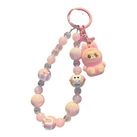 【SNSで話題】ラブブ風 キラキラビーズ キーホルダー かわいい キャラクター チャーム TOY デザイン キーリング バッグチャーム 推し活 オタ活 グッズ プレゼント 女の子 向け 韓国風 おしゃれ カラフル アクセサリー トレンド ハンドメイド風 パステル カプセルトイ風