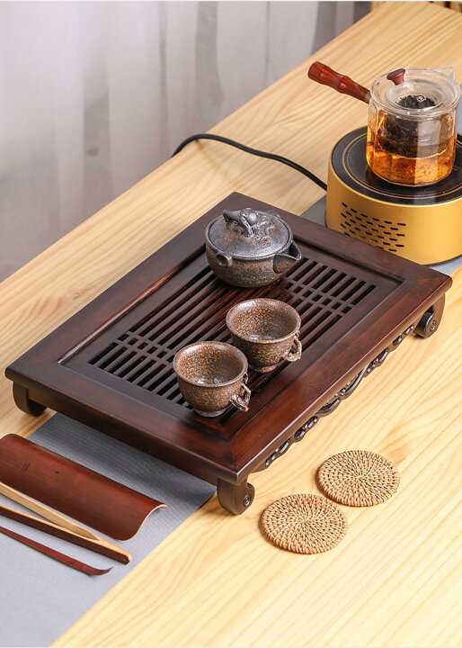 楽天市場】中国茶器 竹茶盤 茶トレイ 竹製 茶盆 排水 中国式 茶道具 
