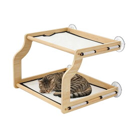 窓用キャットベッド - 二層構造の木製デザインデザインウッドパーチウッドパーチ | 窓枠棚タイプ猫用ハンモック,家庭用室内窓辺ベッドサイド引き出し対応 小型中型大型子猫用