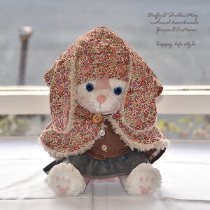 リーナベルコスチューム★リーナベル*ハンドメイド・Sサイズ★赤いお花柄のうさ耳マント付き!シャツスカートセット・um16-linabell【洋服】