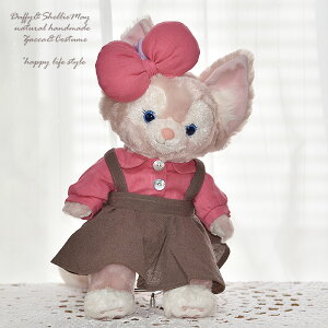 リーナベルコスチューム★Sサイズ43cm★ブラウン吊りスカート&ピンクシャツ*od146-linabell