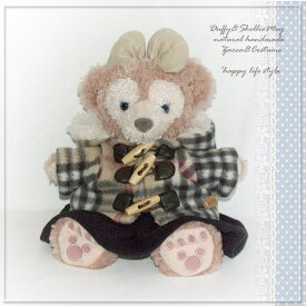 ハンドパペット用ダッフィー*シェリーメイコスチューム★ダッフルコート＆スカート(ブラック）・coat14-hp（black)【洋服】＾〉