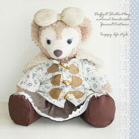 ダッフィー*シェリーメイコスチューム★Sサイズ43cm・小花柄ダッフルコート（グレー）＆スカート・coat47【洋服】＾〈