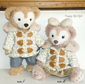 ダッフィー*シェリーメイコスチューム★Sサイズ43cm・野いちご柄ダッフルコート白＆選べるボトムスセット・coat57【洋服】＾〈