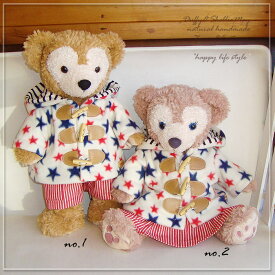 ダッフィー*シェリーメイコスチューム★Sサイズ43cm・星柄ダッフルコート（白）＆ボトムス・coat83【洋服】＾〈