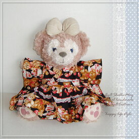 袴セットダッフィー*シェリーメイコスチューム★ハンドパペットサイズ★くまさん柄・着物・卒業式・和装ny12b-hp〉↑