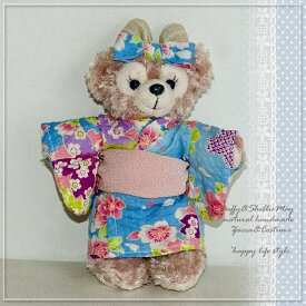 シェリーメイバッジサイズコスチューム★可愛い本格浴衣セット（桜柄ブルー）・yukata-b-3±↓