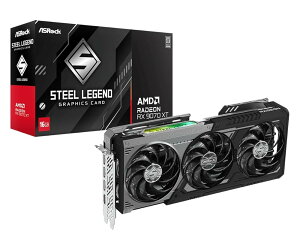 ASRock AMD Radeon RX 9070 XT Steel Legend Dark 16GB GDDR6 256bit �O���{ �r�f�I�J�[�h �Q�[�~���O RDNA4 4K �z�M PC�p�[�c ���� 12U