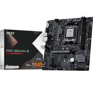 MSI PRO B840M-B �}�U�[�{�[�h mATX - AMD Ryzen 9000/8000 / 7000�v���Z�b�T�AAM5 - DDR5�������[�u�[�X�g(8000+ MT/s OC)�APCIe 4.0 x16�AM2 Gen4�A2.5G LAN�ɑΉ��B
