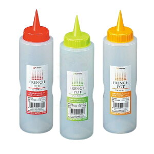 フレンチポット 350ml 10点セット レッド/グリーン/イエロー 調味料の詰め替え用 先端の切り方で注ぎ口の太さ調整可能100円ショップ 100円均一 100均 病院 クリニック 検査 飲食店 ホテ