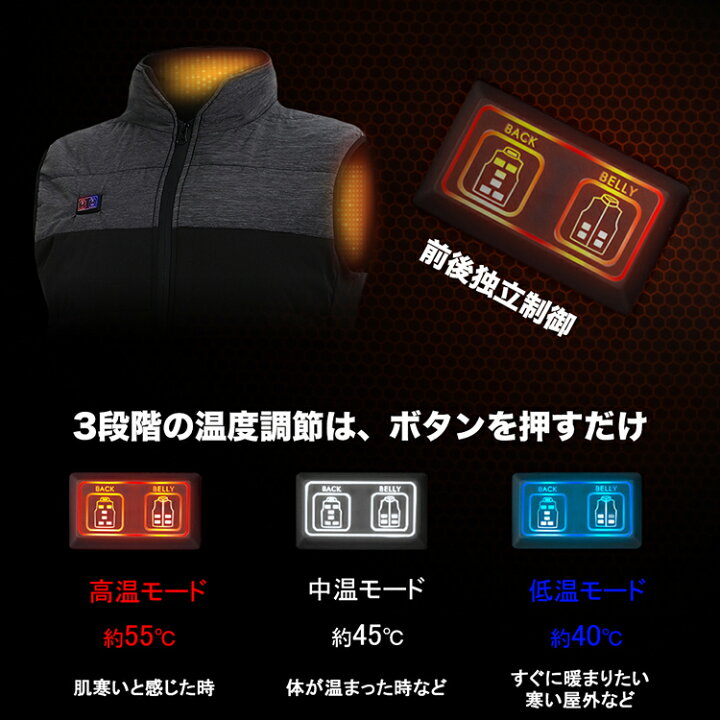 楽天市場】電熱ベスト 5V 12000mAh 1個バッテリー付き(オプション 