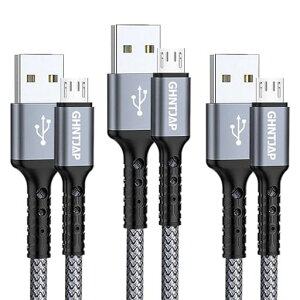 GHNTJAP �}�C�N�� USB �P�[�u�� 1M �y3�{�Z�b�g�z Micro USB �P�[�u�� �����[�d USB2.0�f�[�^�]�� Android�[�d�P�[�u�� �A���h���C�h�[�d�R�[�h Xperia X/Galaxy S7/Kindle/PS4 ���@��Ή�