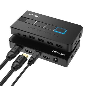 MT-VIKI HDMI KVM�X�C�b�` 4�|�[�g KVM USB �ؑ֊� 4����1�o�́AHDMI KVM �؂�ւ��� 4K 30Hz �p�\�R���ؑ֊� USB �Z���N�^�[ �d���s�v �h���C�o�s�v USB2.0