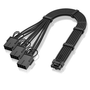 EZDIY-FAB �d����p PSU�P�[�u�� �����X���[�u�P�[�u���A16 �s�� (12+4) 12VHPWR PCIe 5.0 �R�l�N�^�I�X - 3X PCIE 8 �s���ARTX 4080 3090Ti �p�A16AWG 30CM