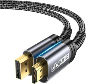 JSAUX DisplayPort HDMI �ϊ��P�[�u�� 2M�A4K@30Hz 2K@120Hz �f�B�X�v���C�|�[�gHDMI �ϊ��y�t�����ɔ�Ή��zLenovo�AHP�AASUS�ADell�A���j�^�[�ȂǂɑΉ�(�u���b�N)