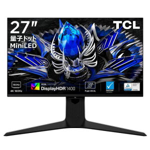 TCL �ʎq�h�b�gMini LED ���j�^�[ 27�C���` 27R83U 4K 160Hz HVA�p�l�� 1ms ����� HDR 1400 Pantone�F�� HDMI2.1 DP �ȒP�ڑ� ������� �c����] �������� Type C 90W