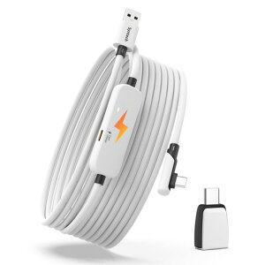 Syntech �����N�P�[�u�� �[�d�t�� 5M Meta Quest 3S/Quest 3/2/Pico 4 Ultra�A�N�Z�T���[�ɑΉ��A������VR�P�[�u�� USB 3.0 A-C�A�_�v�^�[�t���ASteamVR�p �[�d�ƃ����N�𓯎��Ɏ��s