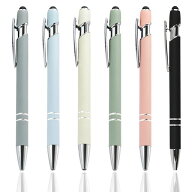 タッチペン 6本セット ボールペン付き 2 in 1 多機能ボールペン 黒インク スタイラスペン スマホ タブレ…