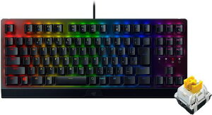 �Q�[�~���O�L�[�{�[�h �e���L�[���X BlackWidow V3 Tenkeyless JP - Yellow Switch ���J�j�J�� �C�G���[�� �N���A�n�E�W���O Chroma RGB ���ϋv�A���~���g�b�v�v���[�g �󎚂̏����Ȃ�ABS �L�[�L���b�v