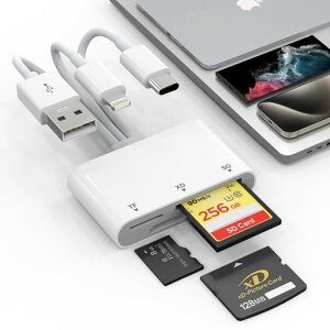 SD�J�[�h���[�_�[ 3 in1 Lightning/Type C/USB A- SD/TF(Micro SD)/XD�������J�[�h���[�_�[ �o���� �����`�� �ݒ�s�v �ʐ^/�r�f�I 0TG�@�\ iPhone 16/15/15 Plus/15Pro/Pro