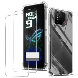 Seninhi �Ή� Rog Phone 9 �P�[�X(1����)+ �K���X�t�B����(2����) rog phone 9 �y�� �P�[�X �N���A �ČRMIL�K�i�擾 �l�������ی�/�J�����ی� TPU �J�o�[ Rog 9 �t�B���� �����K���X ���{���Ɏq��