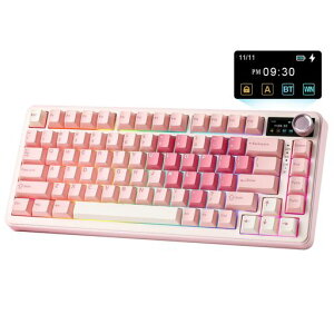 YUNZII B75 PRO MAX QMK/VIA ���C�����X���J�j�J���L�[�{�[�h 75%�p��z�� �f�B�X�v���C�ƃm�u�t�� �z�b�g�X���b�v�\ �K�X�P�b�g�\�� �����ς݃X�C�b�` 3���[�h�ڑ� (Bluetooth/Type-C/2.4G)
