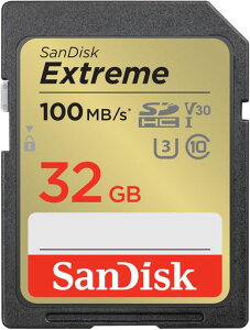 SanDisk (�T���f�B�X�N) 32GB Extreme (�G�N�X�g���[��) SDHC UHS-I �������[�J�[�h - C10/U3/V30/4K/UHD SD�J�[�h - SDSDXVT-032G-GNCIN
