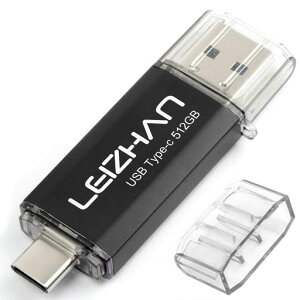 LEIZHAN TYPE-C USB�������[�E�t���b�V���h���C�u 512G USB 3.0�Ή� �����]��OTG�A�X�}�z�EPC�p�A�e�ʕs�������A�}�C�N���y���h���C�u�A��e��U�X�e�B�b�N�B(512GB, �u���b�N)