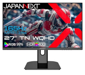 JAPANNEXT 27�C���` TN�p�l������ 165Hz/1ms(MPRT)�Ή� WQHD(2560x1440)�𑜓x �Q�[�~���O���j�^�[ JN-T27G165Q HDMI DisplayPort sRGB:99% HDR400���� PS5