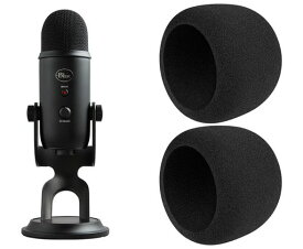 SOULWIT 2Pcs マイク ポップフィルター for Blue Yeti/Yeti Pro マイクロフォン 用 保護カバー - ブラック