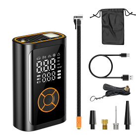 ＜2点以上購入コーナー対象品！＞電動空気入れ 空気入れ【自動停止★空気圧測定★全バルブ対応】自転車 自動車 電動 エアポンプ 電動ポンプ 充電式 バイク サイクル 車 タイヤ ロードバイク クロスバイク 携帯 軽量 小型 ボタン押すだけで単位変換 保証付き