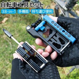 自転車工具 工具セット 自転車ドライバーセット 自転車修理レンチ 自転車タイヤツールキット 38-in-1 取り外し可能な自転車ツール 屋外サイクリング 修復ツール ドライバービット レンチ 多機能 栓抜き 旅行用 コンパクト