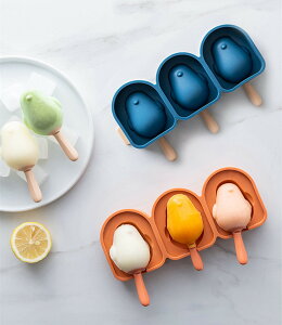アイスキャンディーメーカー　アイス型製氷皿 アイス作る容器　アイスクリームカバー　動物形　かわいい 3本 蓋付き　製氷器