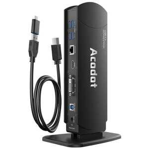 Acodot�c�u��USB3.0USBC�h�b�L���O�X�e�[�V����2��ʏo��13in1Windows��Mac�ɑΉ�����13in1�m�[�gpc�h�b�L���O�f���A���f�B�X�v���C�AUSBC�h�b�L���O�AHDMI�AVGA�ADVI�A6�{��USB