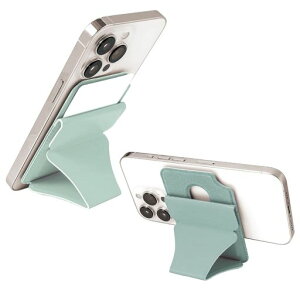 MAGCAマグネット式カード型iPhoneスタンドMagsafe対応スモークミントZ0096