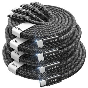 LISEN USB C & USB C �P�[�u�� �}���[�d�y60W/4�{�zType-c �P�[�u�� �^�C�vc (�Ƒ��̃f�o�C�X�A��Z�b�g�ł܂��Ȃ�) PD �����Ղ��[�[�d�� CtoC �R�[�h ���ϋv 48�{�i�C�����D�� �����䓯���[�d�\ iPhone