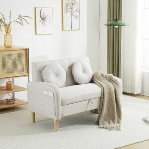 ソファ二人掛けカウチ抱き枕付きおしゃれデザインリビング用コンパクトサイズ北欧風耐久性