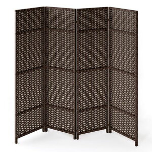 パーテーション4連衝立部屋仕切り折りたたみ幅161x奥行2x高さ148cm軽量組立不要コンパクト収納完成品ブラウンテレワーク飲食店オフィス事務所