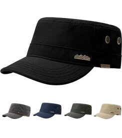 [INSOCUT] キャップ メンズ 帽子 黒 ワークキャップ 大きいサイズ深め つば短い 夏秋 ブラック ミリタリー 通気 父の日 贈り物 プレゼント 釣り ゴルフ スポ 登山