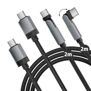USBC�P�[�u��L��2M�y240W�}���[�d�E180�x��]�z�^�C�vC�P�[�u�����ϋv�i�C�����҂�480Mbps�f�[�^�]��E-Marker�`�b�v����LED���C�g�t��iPhone17�V���[�Y�ɑΉ�MacBookPro/iPad