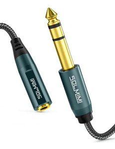 SOLMIMIステレオ標準プラグ変換300cm3.5mmミニ(メス)右向き矢印6.35mm標準(オス)オーディオ用ヘッドホン変換プラグナイロン編み金メッキオーディオ変換アダプタミニプラグ標準プラグ変換SL7