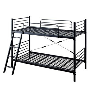 岩附二段ベッド2段ベッド分割子供大人パイプベッドシングルベッドフレーム単品頑丈耐荷重300kg2段階高さ調整ブラック【2梱包】IWB-2200BK