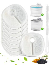 猫自動給水器交換用フィルター 9個セット 掃除用ブラシ付き ペット水飲み器交換用フィルター ヤシ殻活性炭とイオン交換樹脂 水軟化 猫水フィルター
