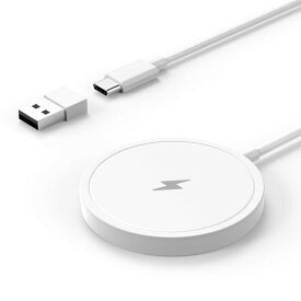 PINRUIGE ワイヤレス充電器 Magsafe Qi認証 マグネット式 対応 Wireless Charger (Pad) 急速 軽量 超薄型 無線充電器 マグネット Type-C USB-A 変換アダプタつき 15W/10W/7.5W/5W