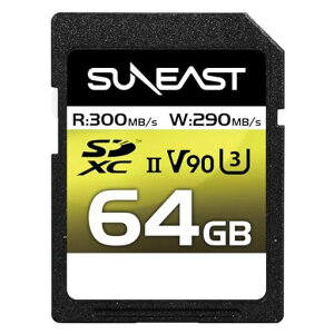 SUNEASTSDXC�J�[�h64GB�ő�300MB/sUHS-IIV90U3pSLC4K8KULTIMATEPRO�v���t�F�b�V���i���������[�J�[�hSE-SDU2064GA300