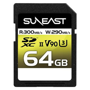 SUNEAST SDXC�J�[�h 64GB �ő�300MB/s UHS-II V90 U3 pSLC 4K 8K ULTIMATE PRO �v���t�F�b�V���i�� �������[�J�[�h SE-SDU2064GA300