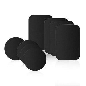 メタルプレート金属プレートスチールプレートマグネットホルダー用【丸と四角8枚セット(ブラック)】スマホマグネット用替え用メタルプレート薄い粘着固定車載ホルダー貼替用
