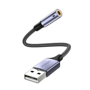 MOSWAGUSB�I�[�f�B�I�ϊ��A�_�v�^USBto3.5mm�ϊ��P�[�u��TRRS3.5mm�~�j�W���b�N�O�t���T�E���h�J�[�hDAC����PS5/PS4���K�pWindows/Linux/MacOS/Chromebook���Ή�