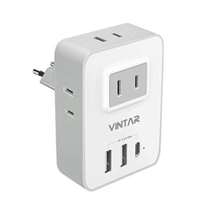 変換プラグCタイプVITNAR海外変換プラグ電源変換アダプターコンセントコンバータACコンセント4個USBAポート2個TypeCポート1個韓国、スペイン、ドイツベトナム、ヨーロッパなど(1PCS)